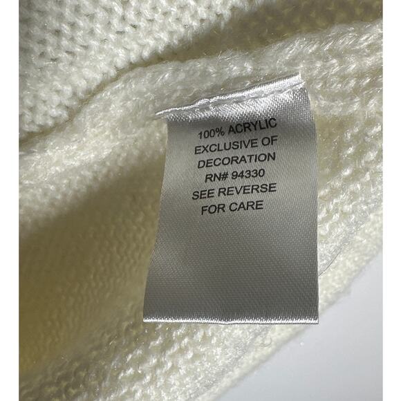 t/o Sweaters Cat Face Knit Long Sleeves White Sweater Size XL - Picture 10 of 11